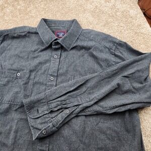 UNTUCKit Men's XL Dark Gray Herringbone Relaxed Fit Cotton Button Down Shirt